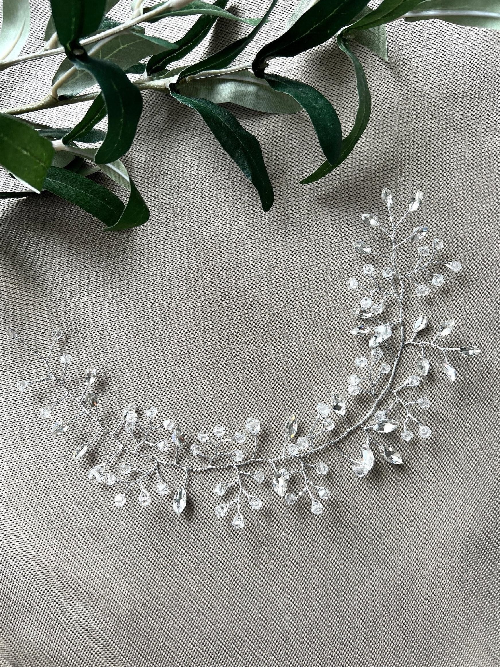 Braut Haarschmuck Silber Brauthaarschmuck mit Perlen und Strass Steinen Haarkranz Hochzeit Haarranke Hochzeitsschmuck-Brauthaarschmuck-Schmuckblüte