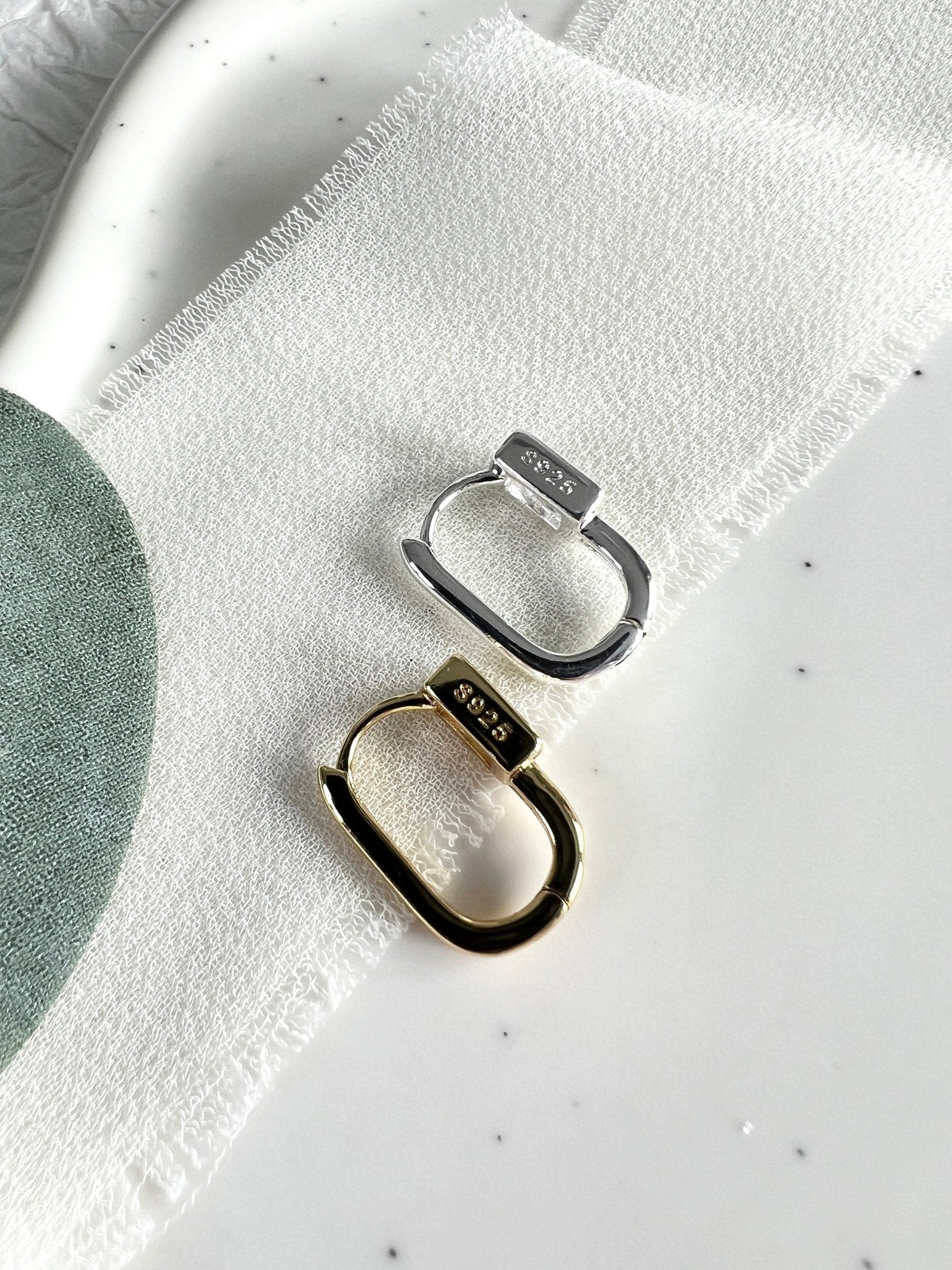 Creolen mit Zirkon-Pavé, gold und silber, minimalistische Ohrringe, Hoops, Hoop Ohrringe, - Silber-Ohrringe-Schmuckblüte