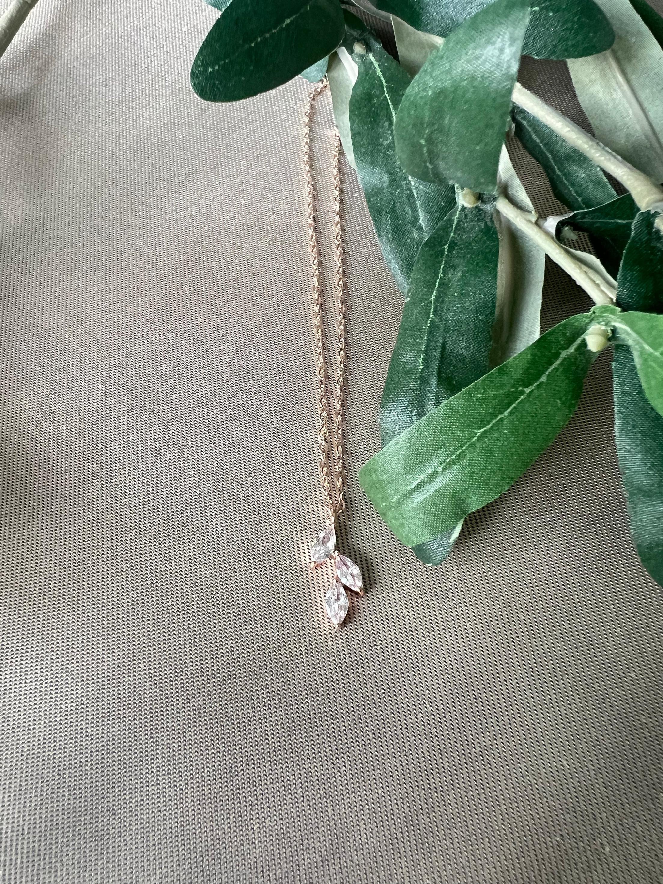 Halskette mit Zirkonia Anhänger, Brautschmuck Roségold, Silber, eleganter Schmuck - Roségold-Halskette-Schmuckblüte