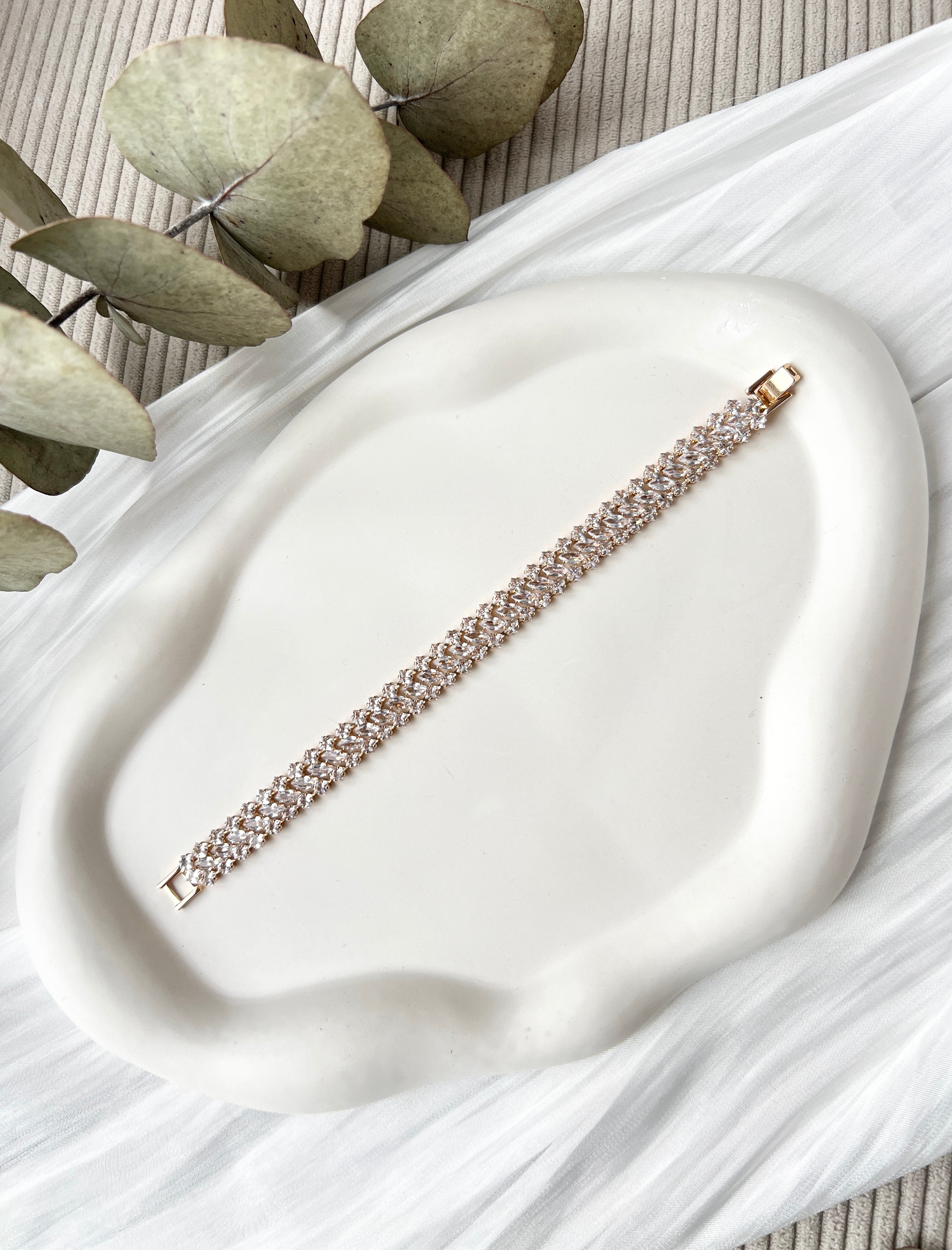 Armband, Gold, Brautarmband, feine Strasssteine, Brautschmuck