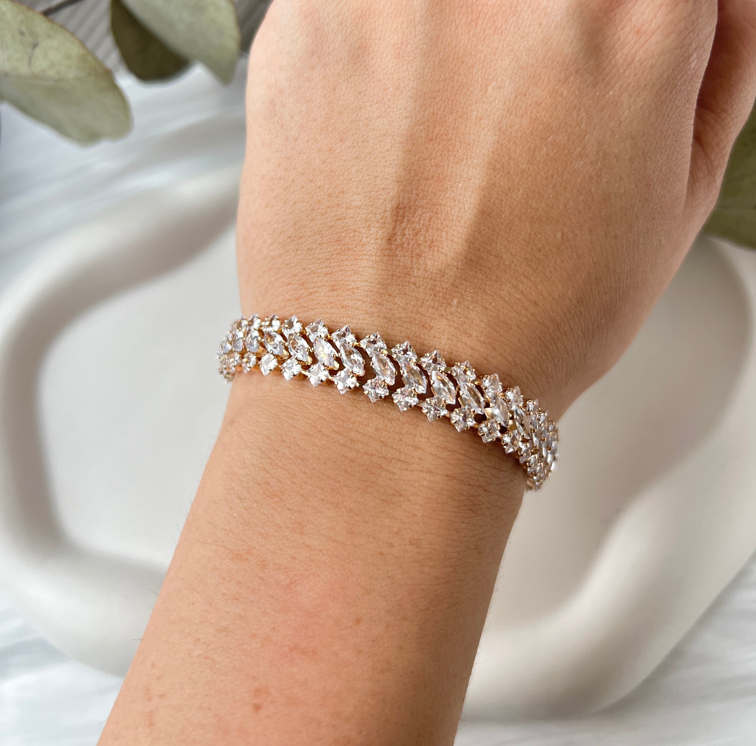 Armband, Gold, Brautarmband, feine Strasssteine, Brautschmuck