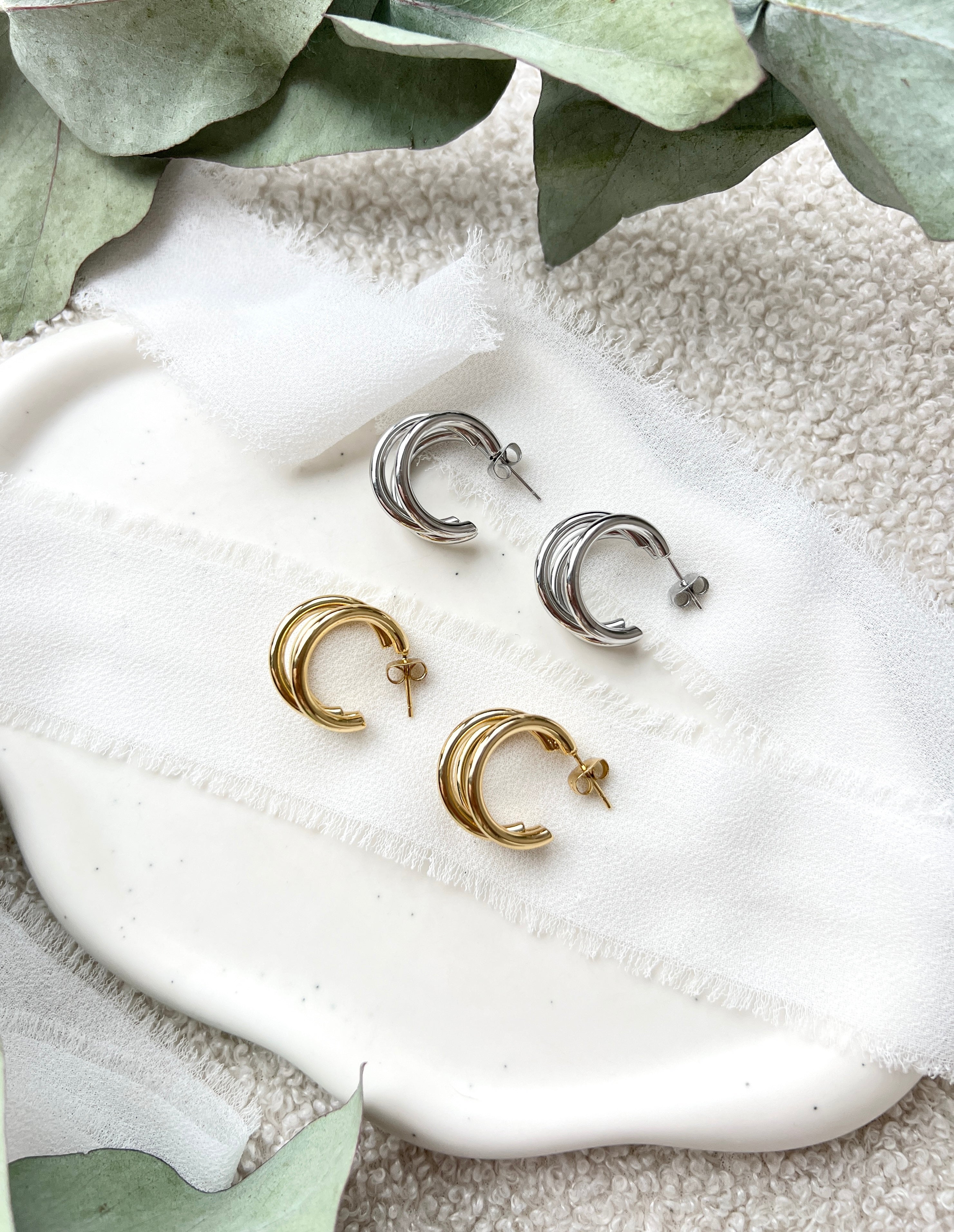 Moderne Creolen, Silber, Ohrringe, minimalistisch, Hoops