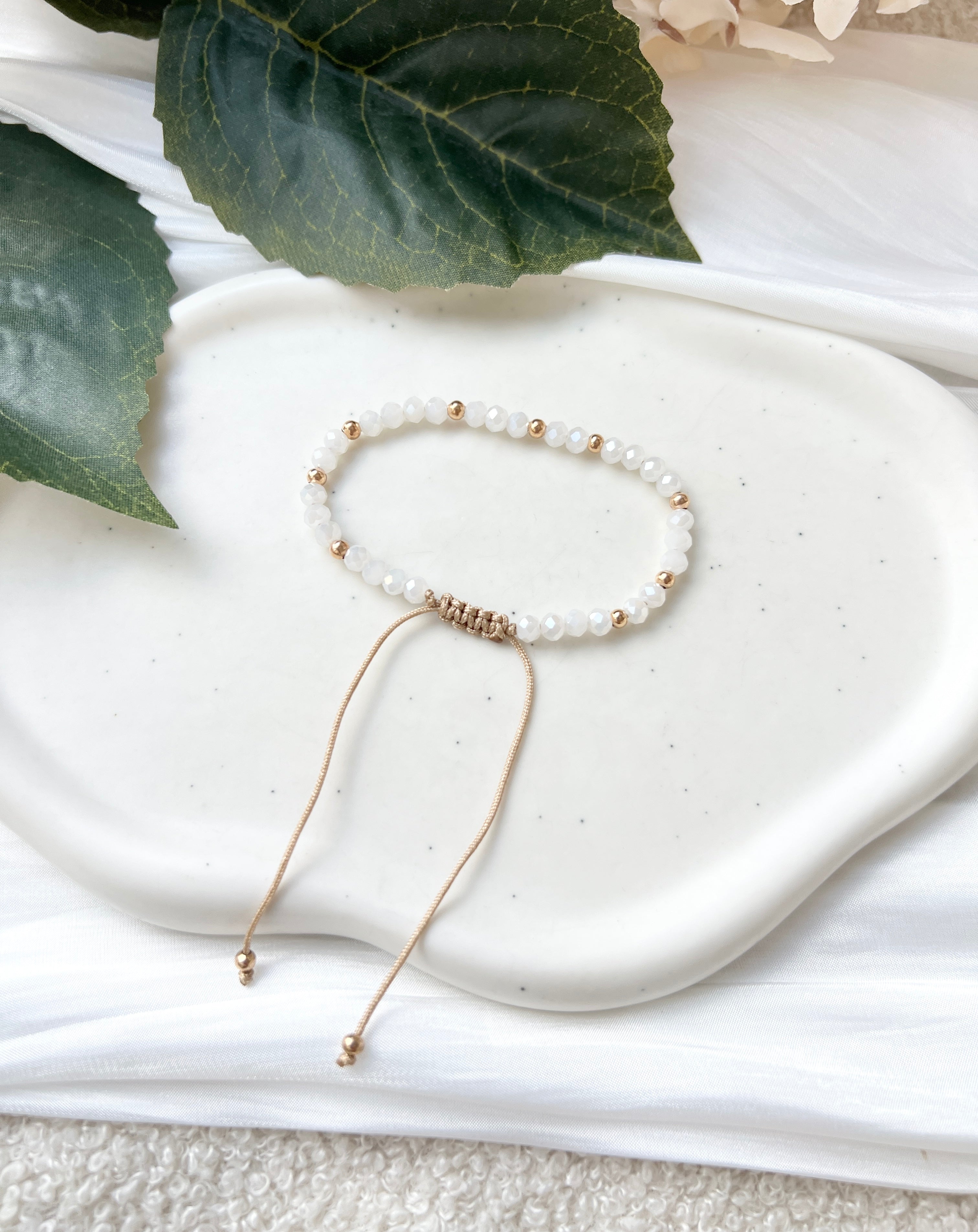 Perlenarmband, Weiß und Gold, Onesize, Brautschmuck