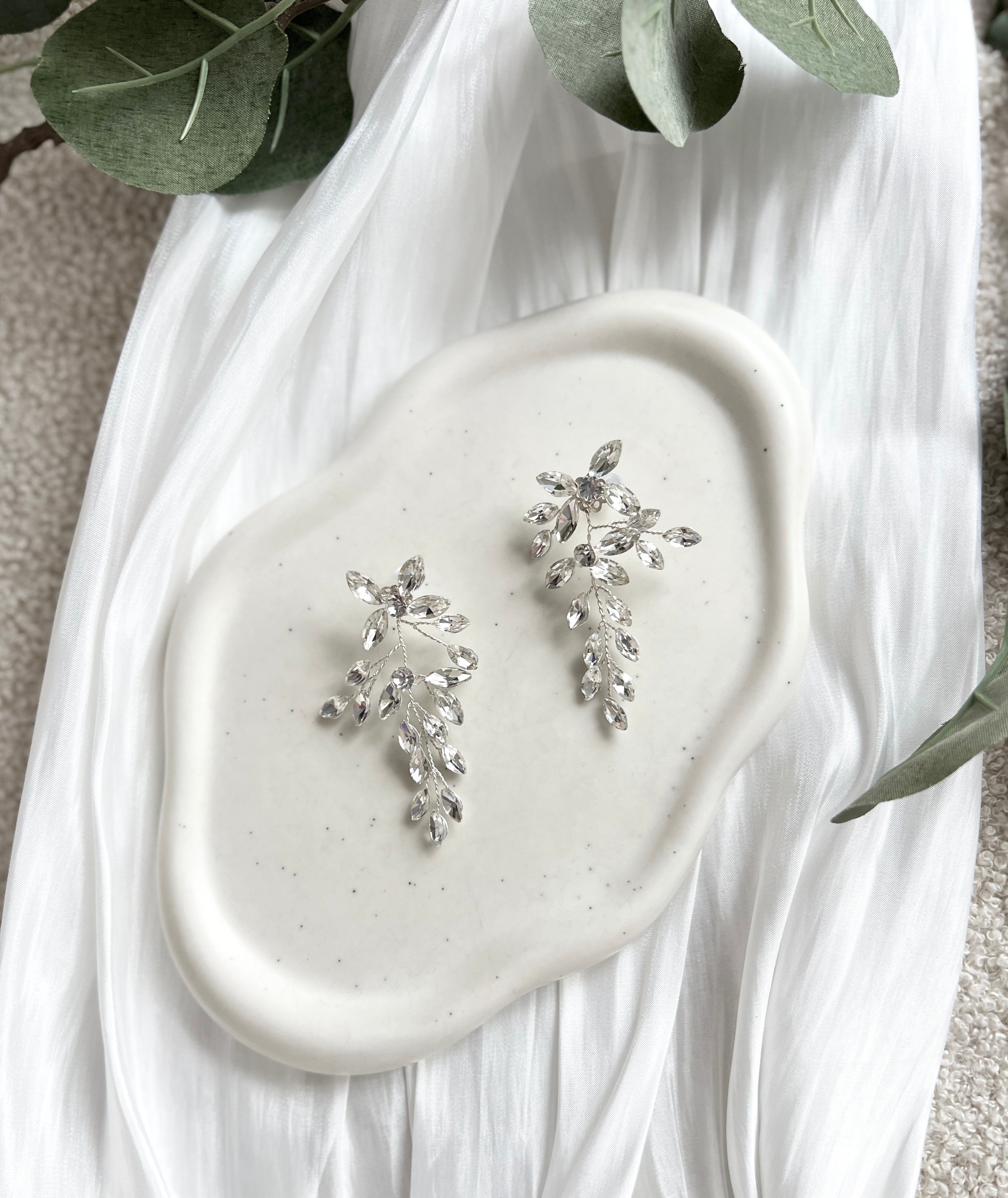 Ohrringe mit funkelnden Strass-Steinen, Brautohrringe, Hängeohrringe