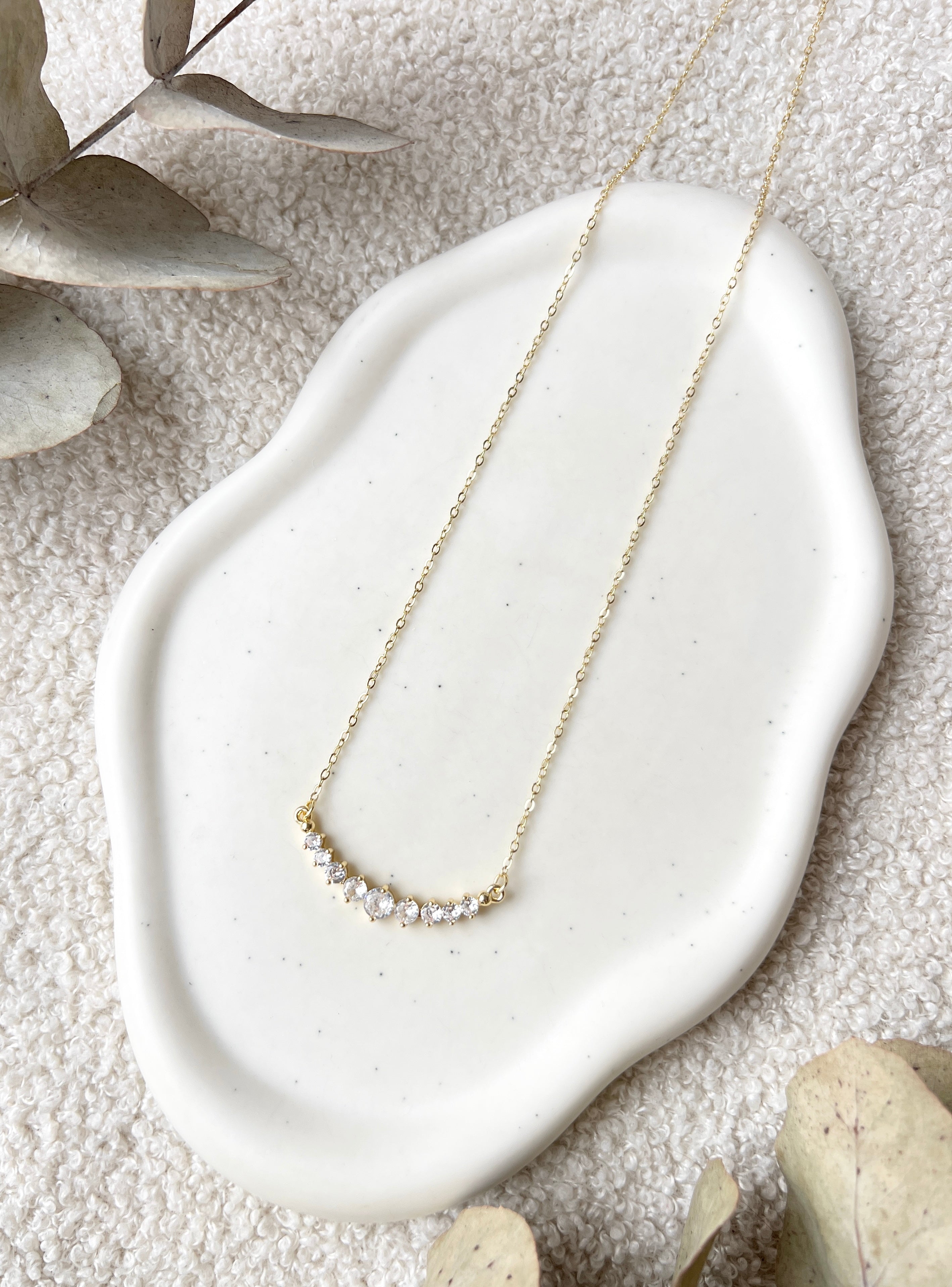 Halskette, Gold, Strasssteine, Brautschmuck, feine Brauthalskette, kurze Kette