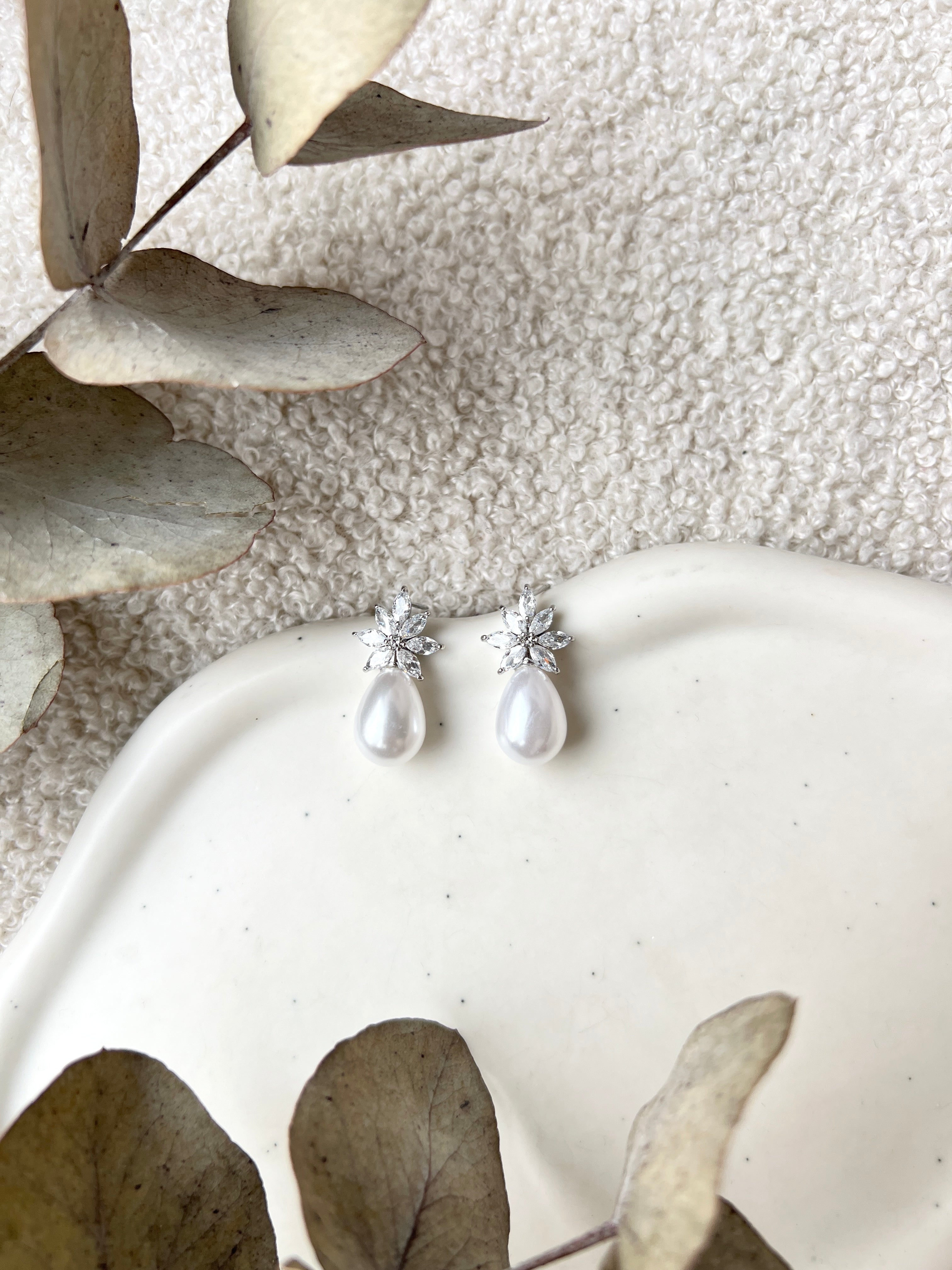 Ohrstecker, funkelnde Perlenohrringe, Perlenschmuck, Brautschmuck