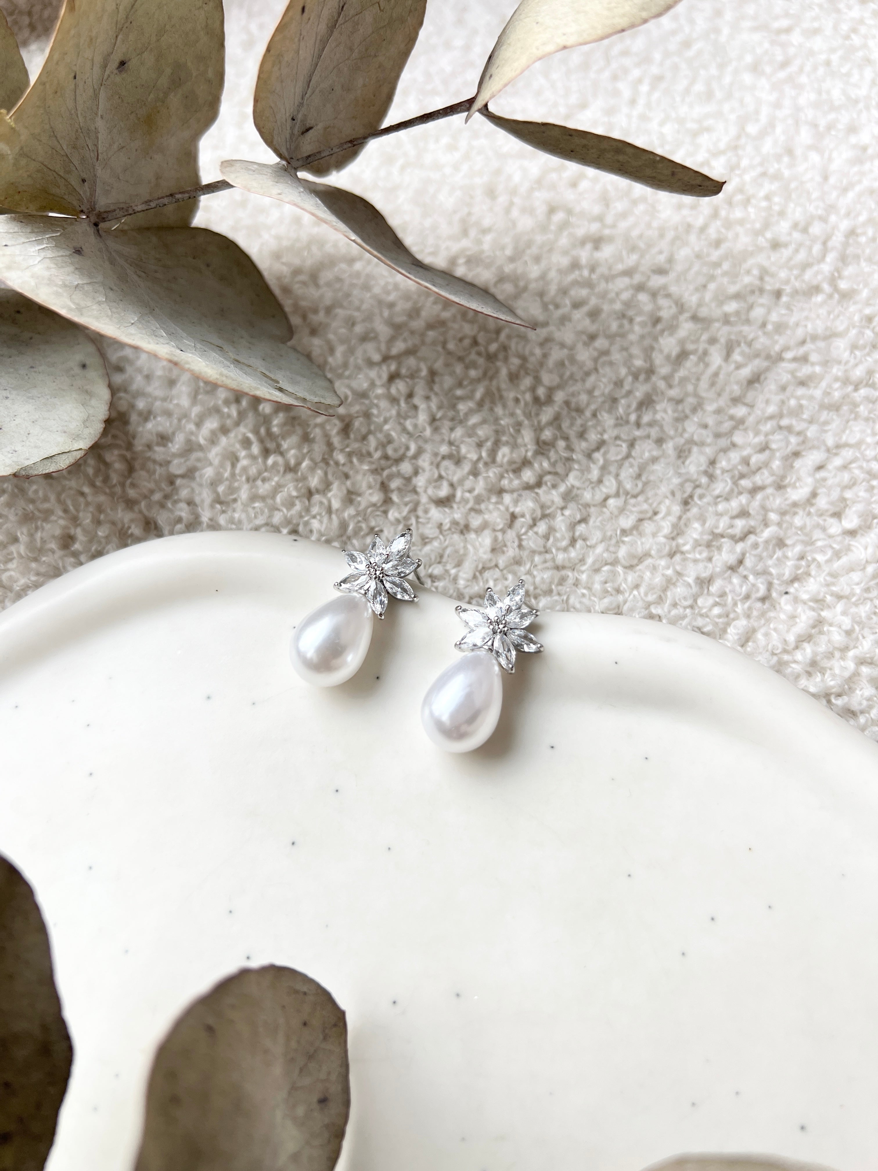 Ohrstecker, funkelnde Perlenohrringe, Perlenschmuck, Brautschmuck