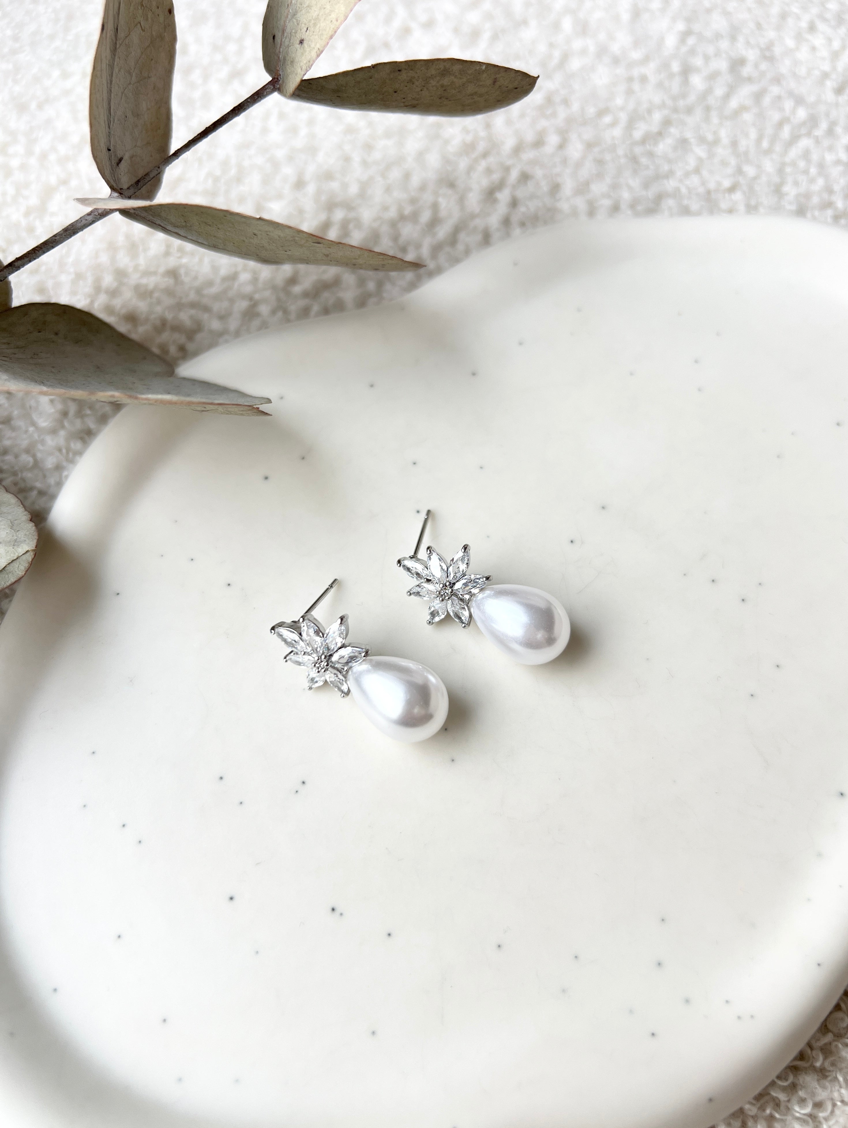 Ohrstecker, funkelnde Perlenohrringe, Perlenschmuck, Brautschmuck