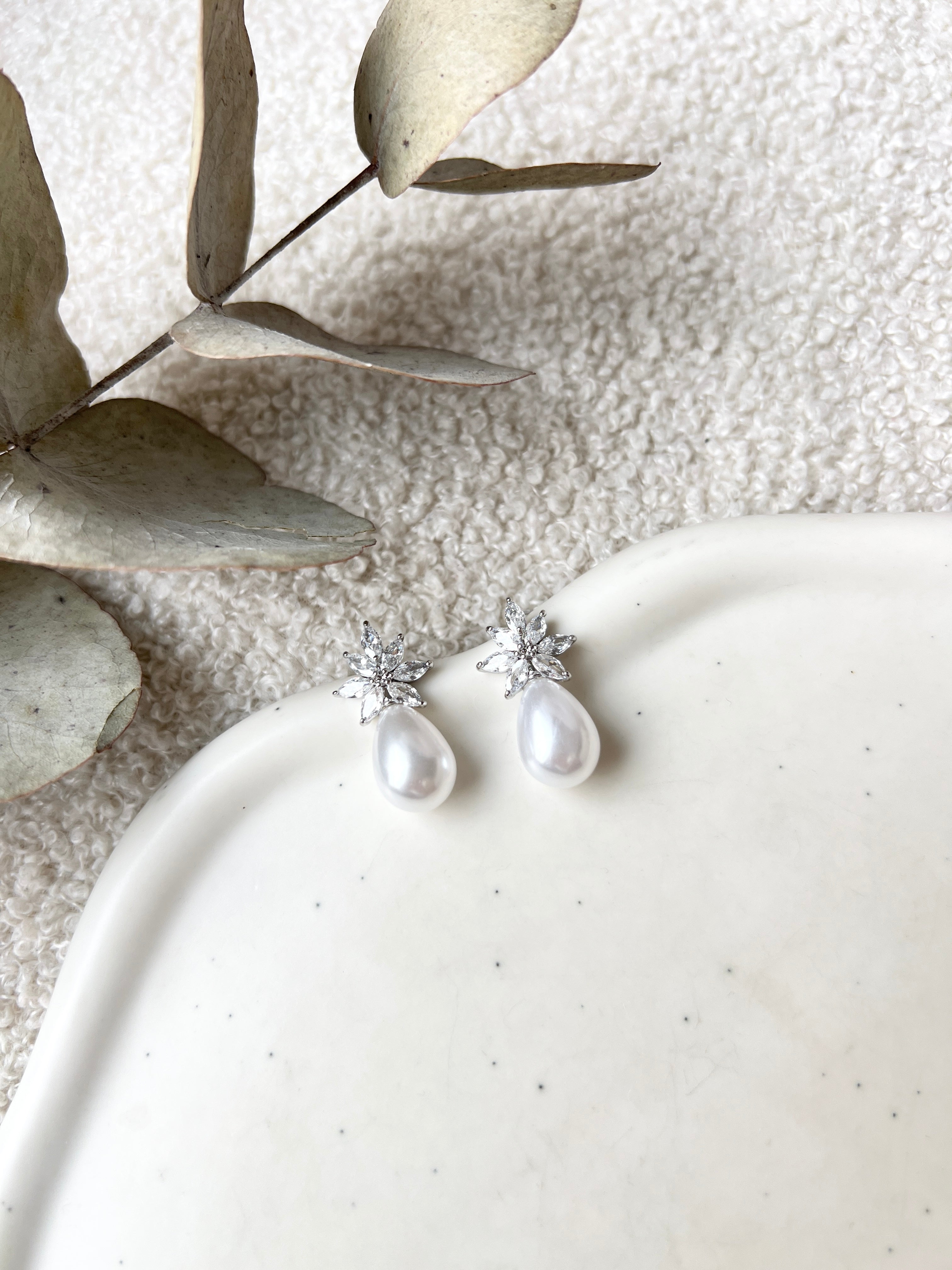 Ohrstecker, funkelnde Perlenohrringe, Perlenschmuck, Brautschmuck