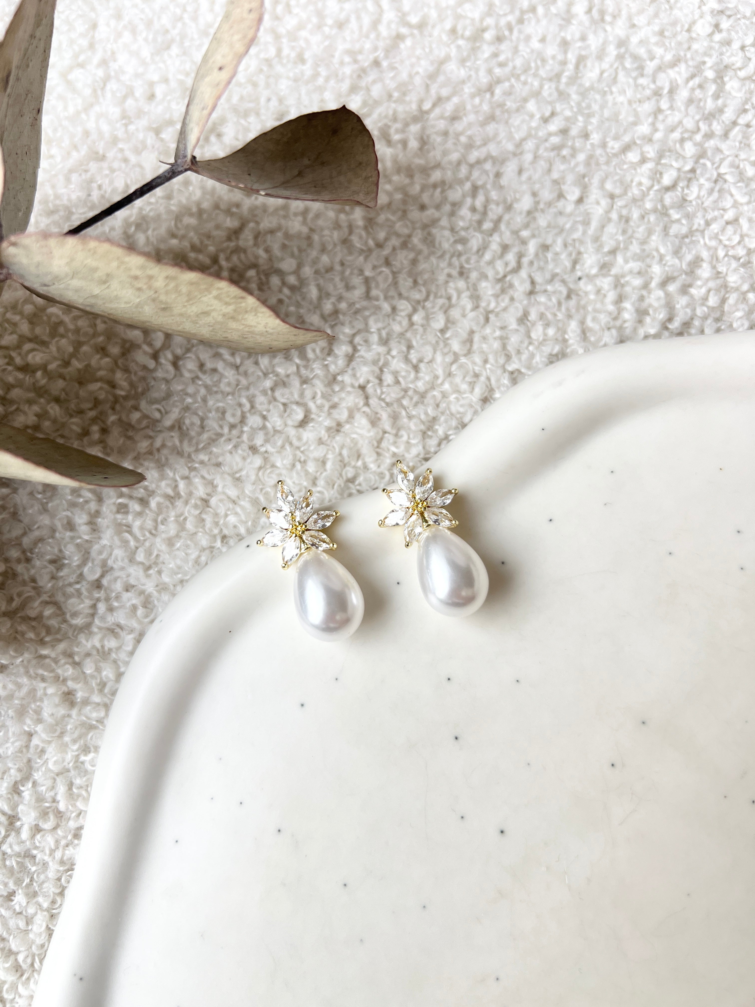 Ohrstecker, funkelnde Perlenohrringe, Perlenschmuck, Brautschmuck