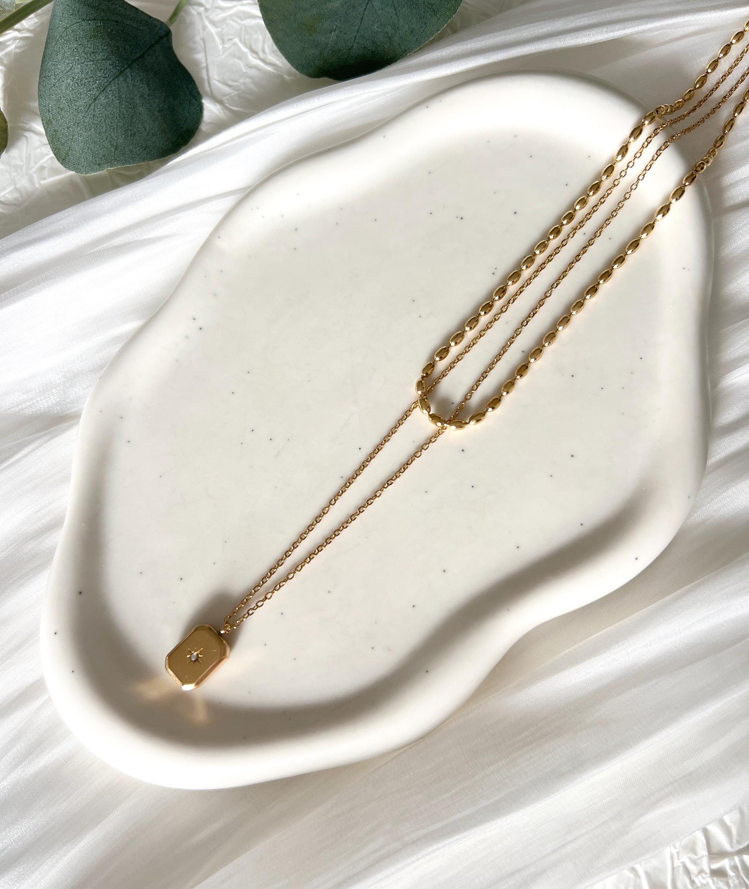 Layering Halskette, Kette mit zwei Straengen, Alltagsschmuck, Damenschmuck, moderner Schmuck, Geschenk fuer Frauen, Gold