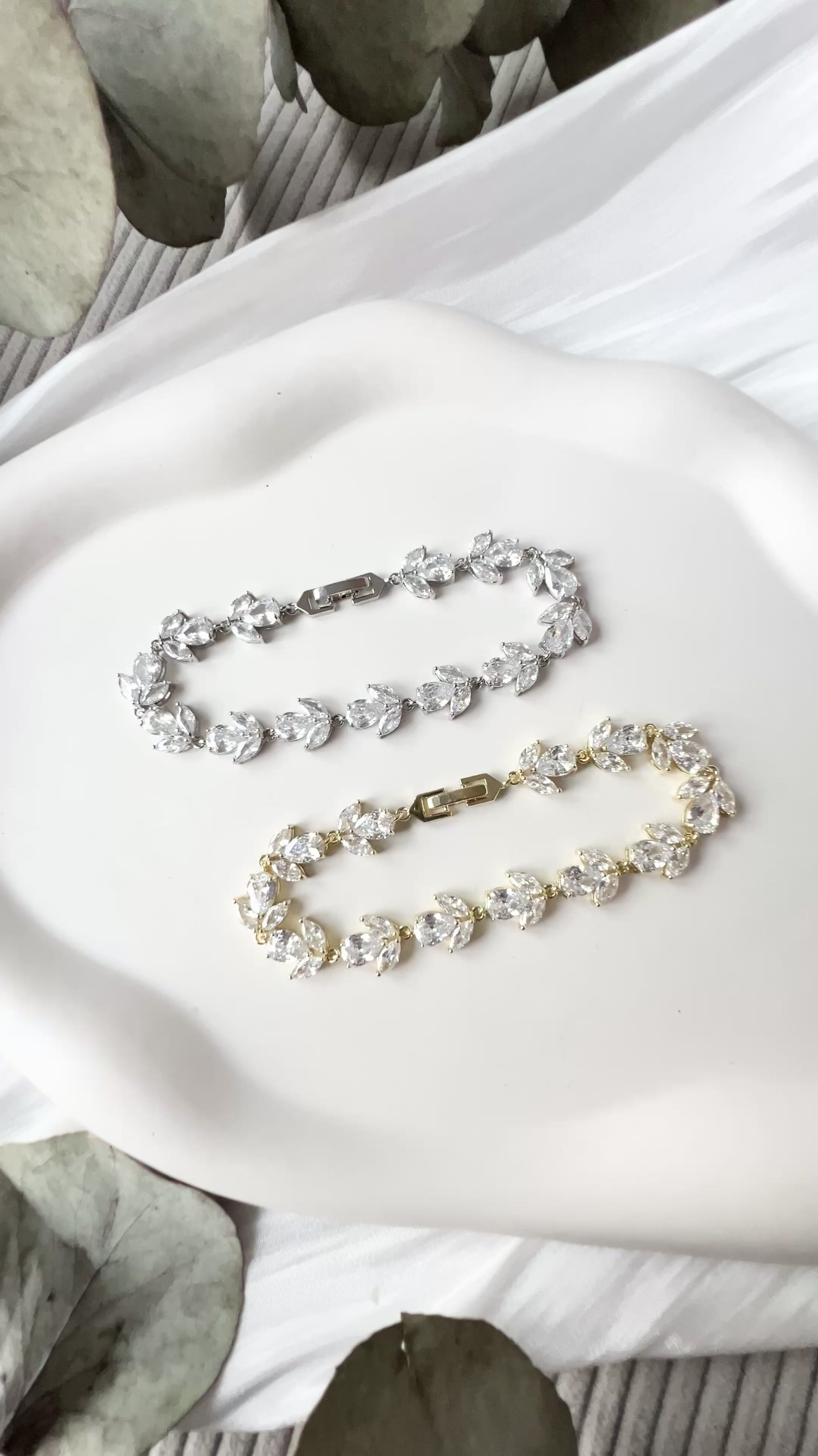 Elegantes Armband, Gold, Silber oder Roségold, hochwertiges Brautarmband, glänzender Brautschmuck, glitzer, Schmuck Hochzeit, Brautjungfer, Geschenk für Sie, Weihnachtsgeschenk, Geburtstagsgeschenk, Schmuckbluete